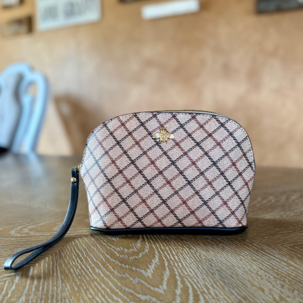 Deluxity Los Angelos Vegan Cosmetic Pouch Bag Clutch Bumble Bee Zip
